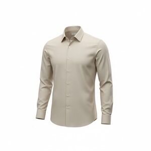 Ermenegildo Zegna Mens Dress Shirt Beige Long Sleeve Italian Size 39 15.5 Tan